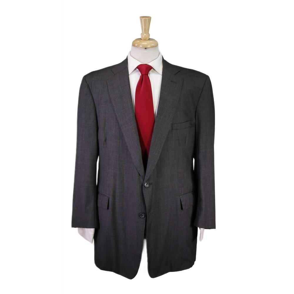 Saint Laurie Bespoke Tailors Solid Gray 2-Btn Wool Suit 44R